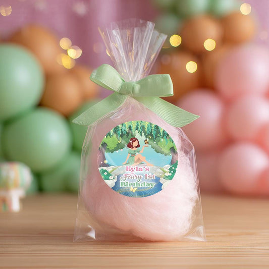 Fairy First Birthday Stickers – 2" Round Party Favor Labels