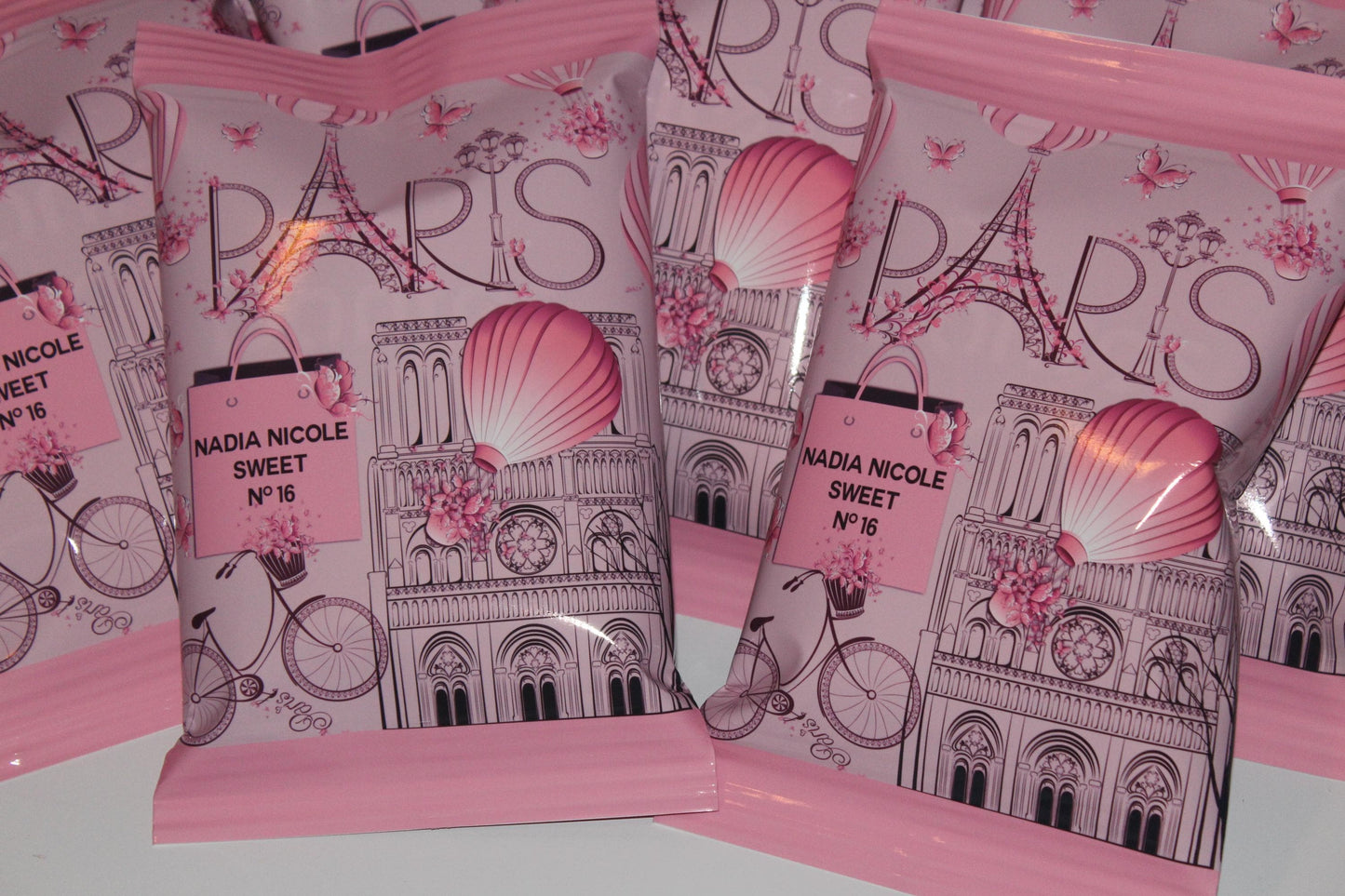 Paris Birthday Chip Bags – Personalized Party Favors with Snacks