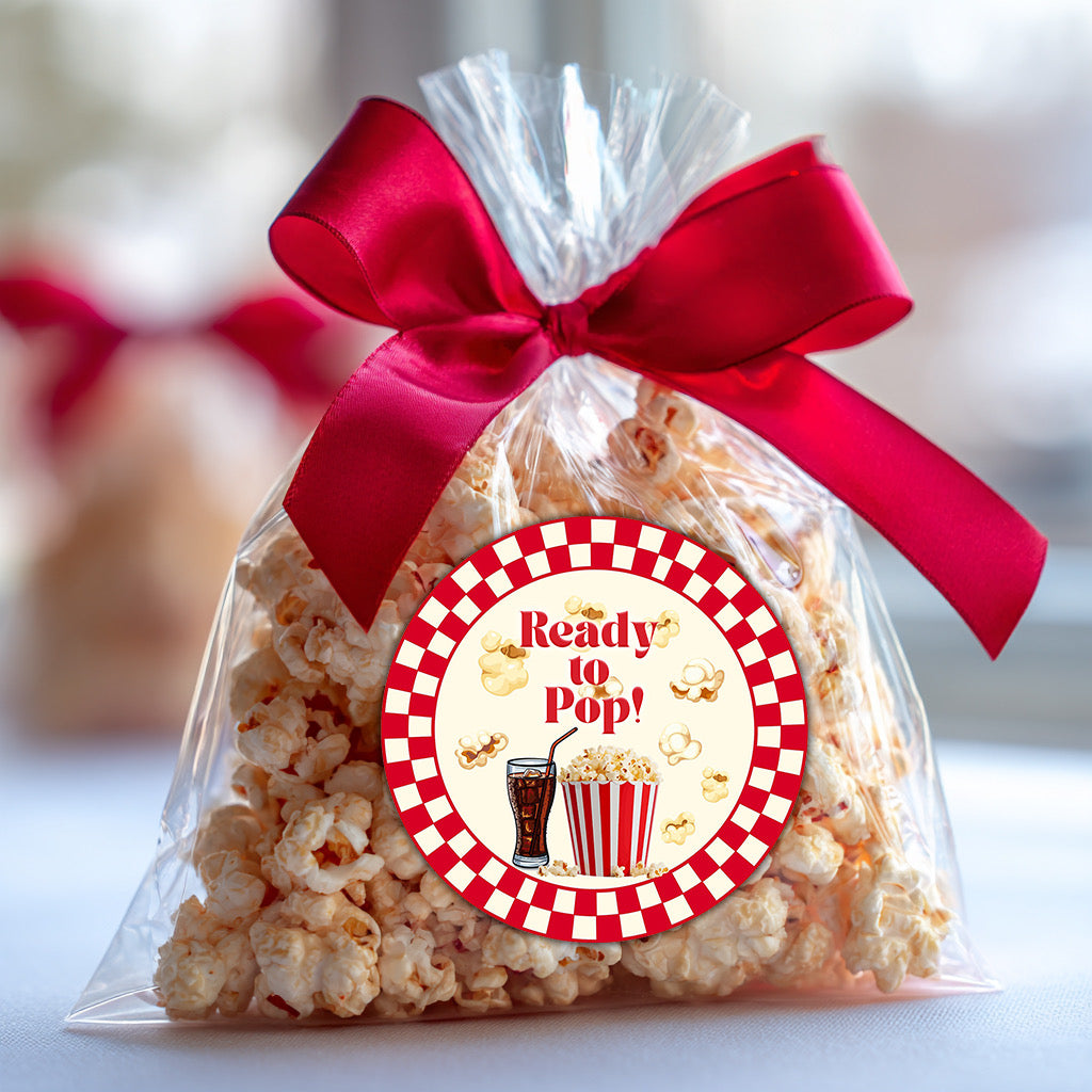 She's Ready to Pop Baby Shower Stickers: Custom Favor Labels