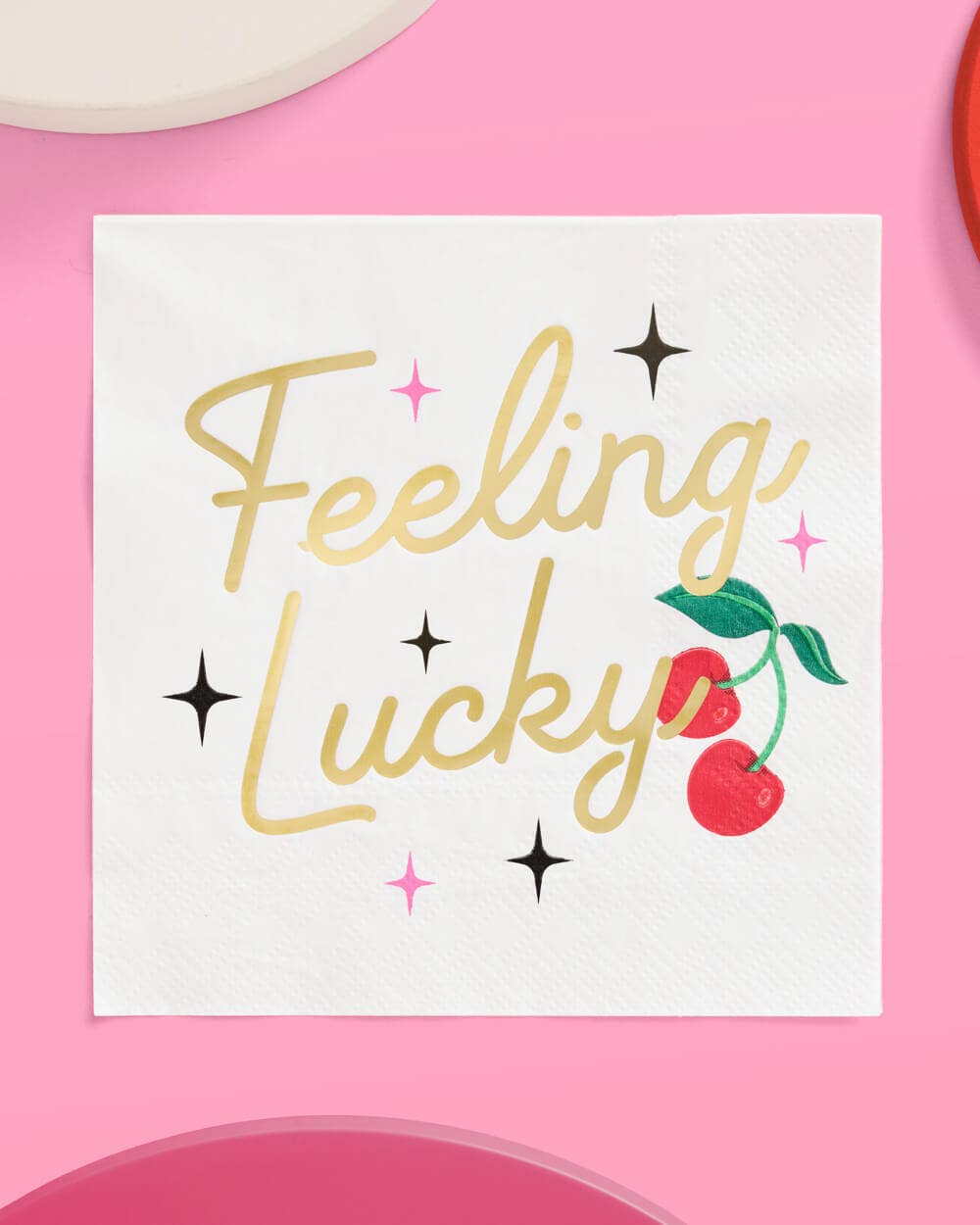 Feeling Lucky Napkins - Feeling Lucky Banner - black glitter banner