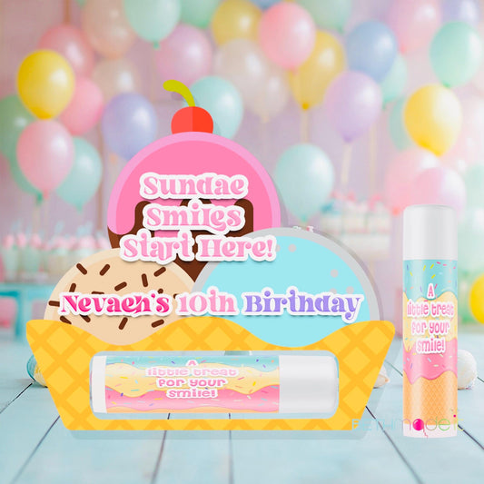 Ice Cream Party Lip Balm Favors: 1st Birthday, Sweet One