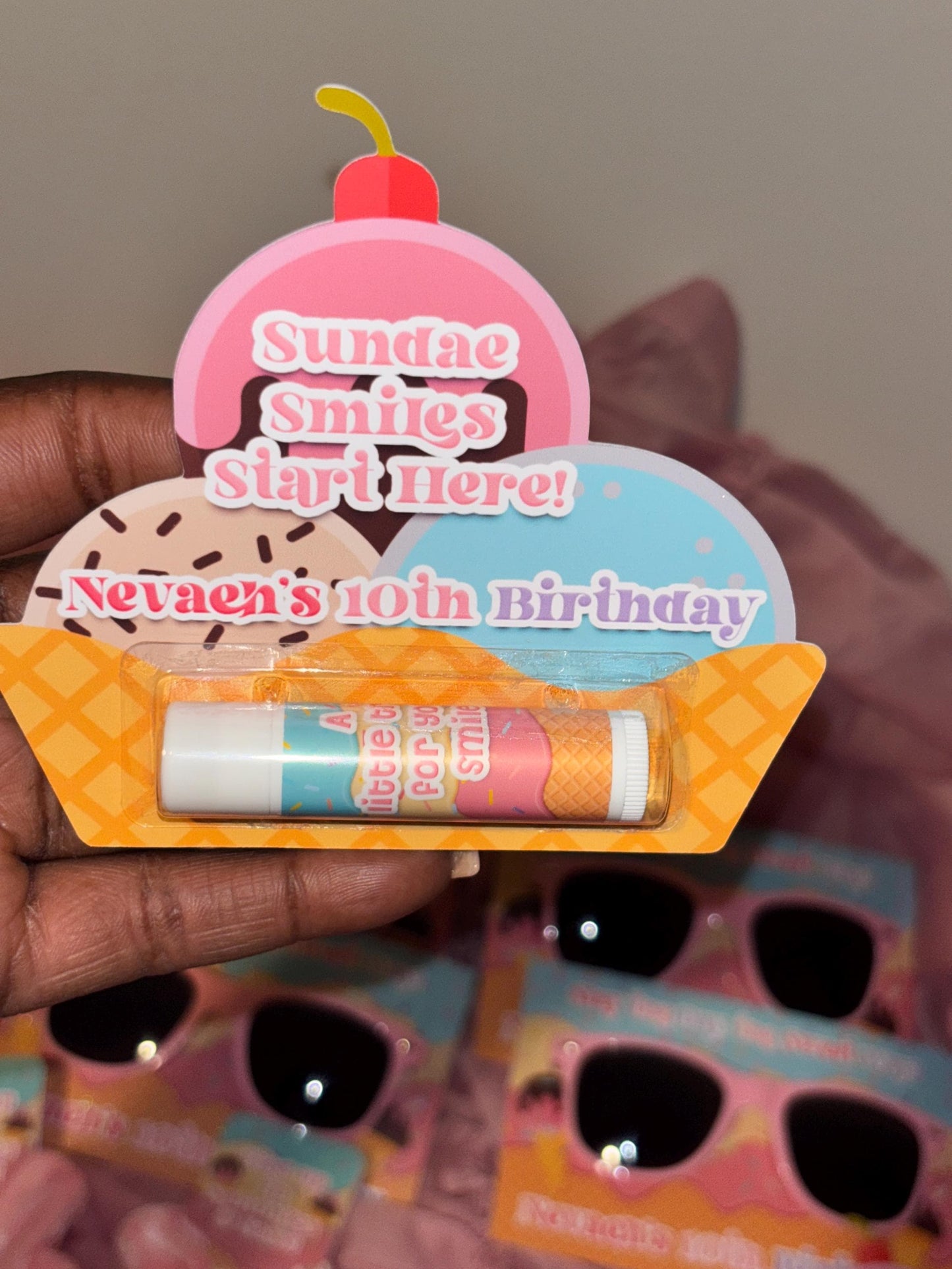 Ice Cream Party Lip Balm Favors: 1st Birthday, Sweet One