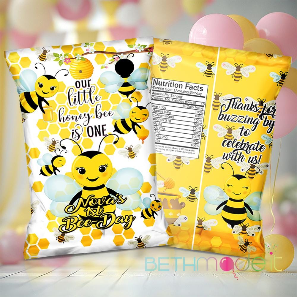 1st Bee Day Lip Balm Favors: Personalized Bumble Bee Party