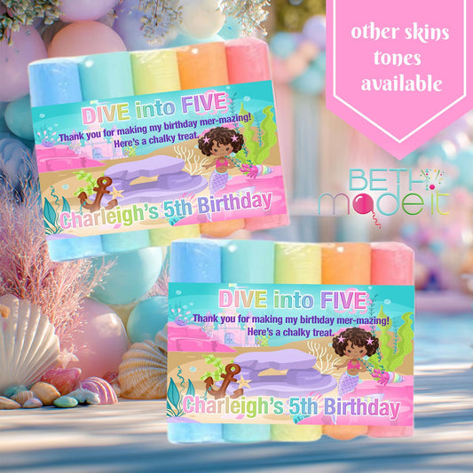 Mermaid Chalk Party Favors: Under the Sea Birthday Thank You Gift