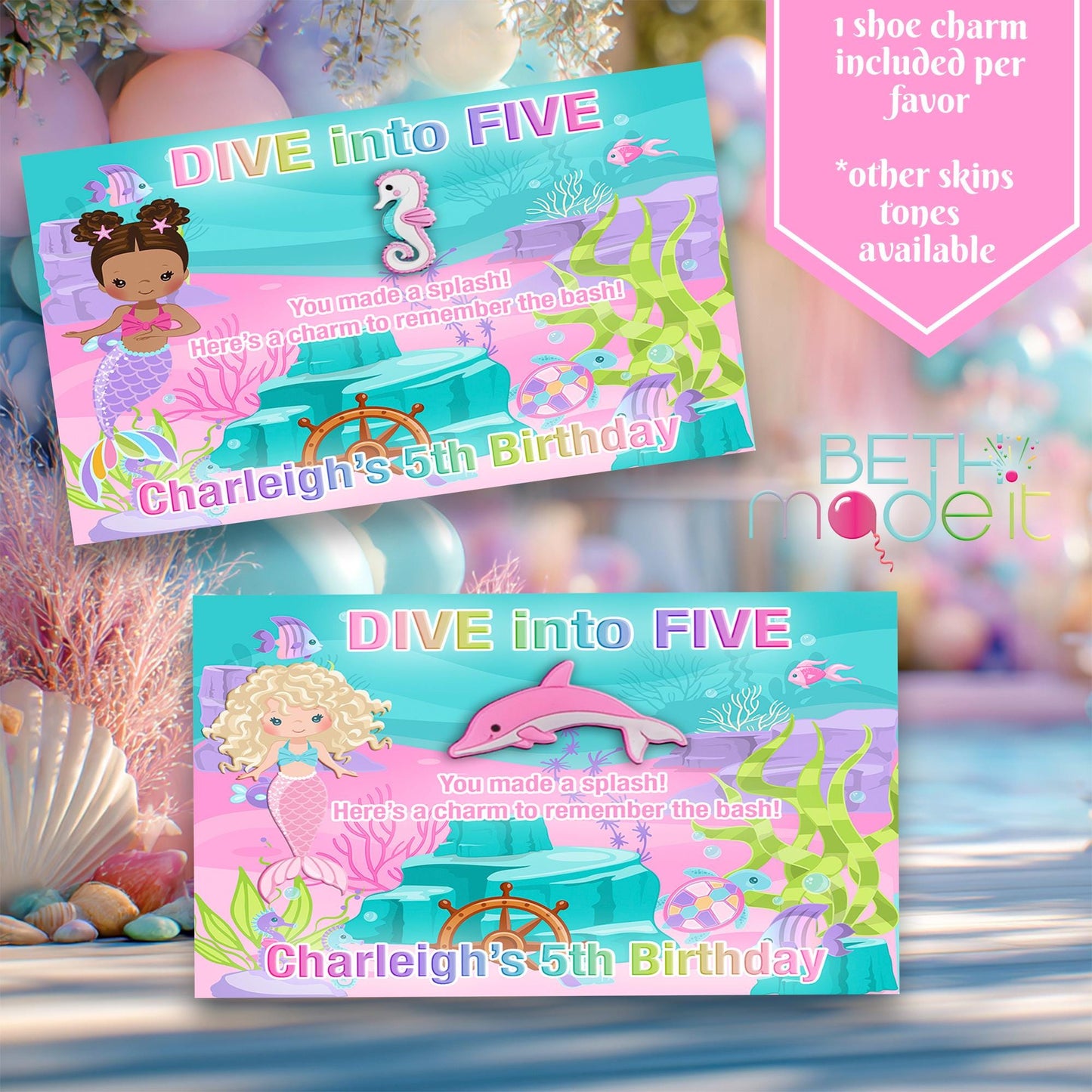 Mermaid Croc Charm Party Favors: Under the Sea Birthday Gift