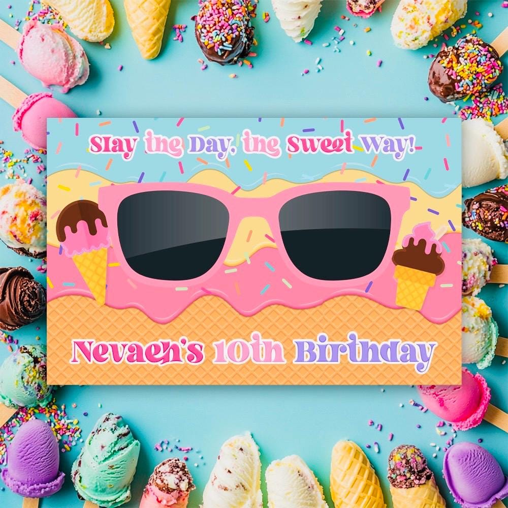 Ice Cream Party Sunglasses Favors: Set of 12, Themed Decor Cards
