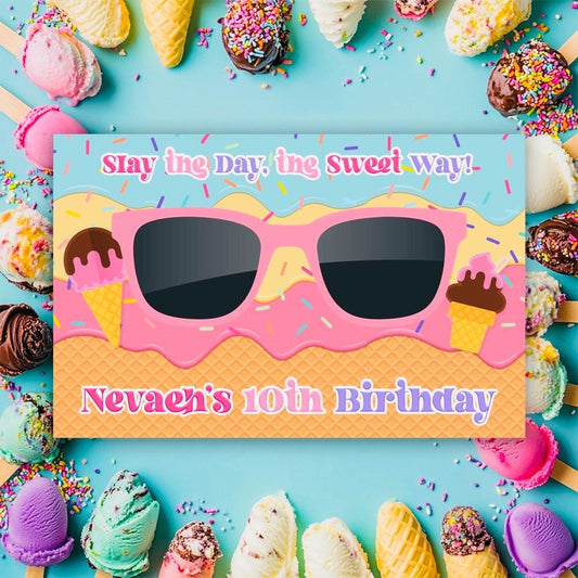 Ice Cream Party Sunglasses Favors: Set of 12, Themed Decor Cards