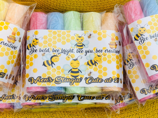 Bee Birthday Party Chalk Favor with Tag: 1st Bee Day