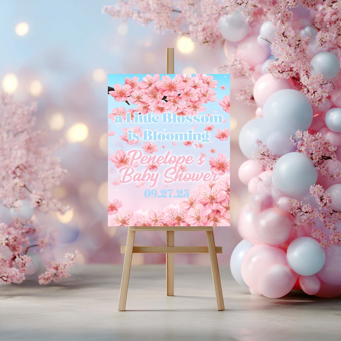 Cherry Blossom Baby Shower Welcome Sign – Blush Floral – Printed & Shipped – Gloss, Matte,  Foam Board