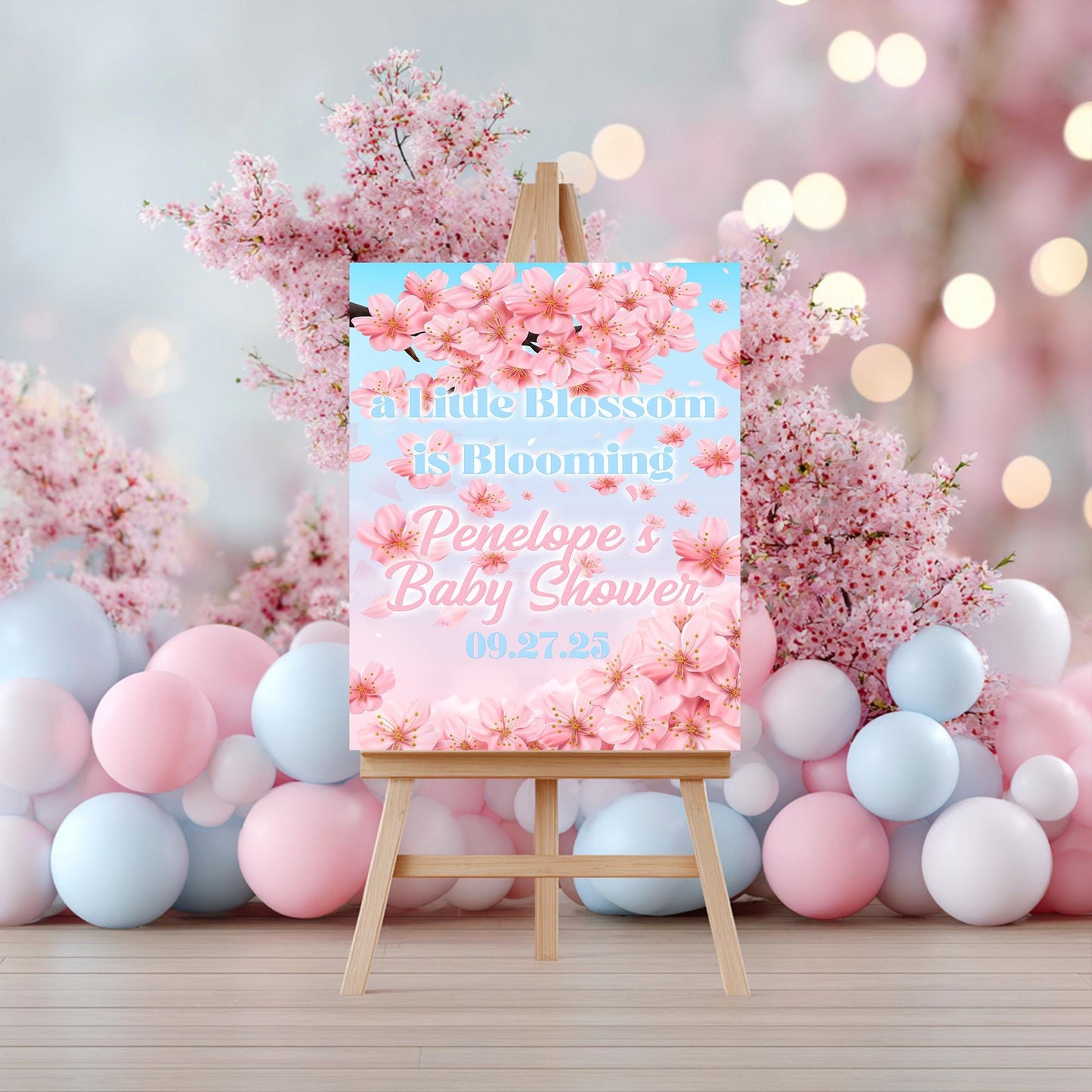 Cherry Blossom Baby Shower Welcome Sign – Blush Floral – Printed & Shipped – Gloss, Matte,  Foam Board