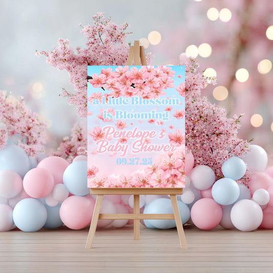 Cherry Blossom Baby Shower Welcome Sign – Blush Floral – Printed & Shipped – Gloss, Matte,  Foam Board