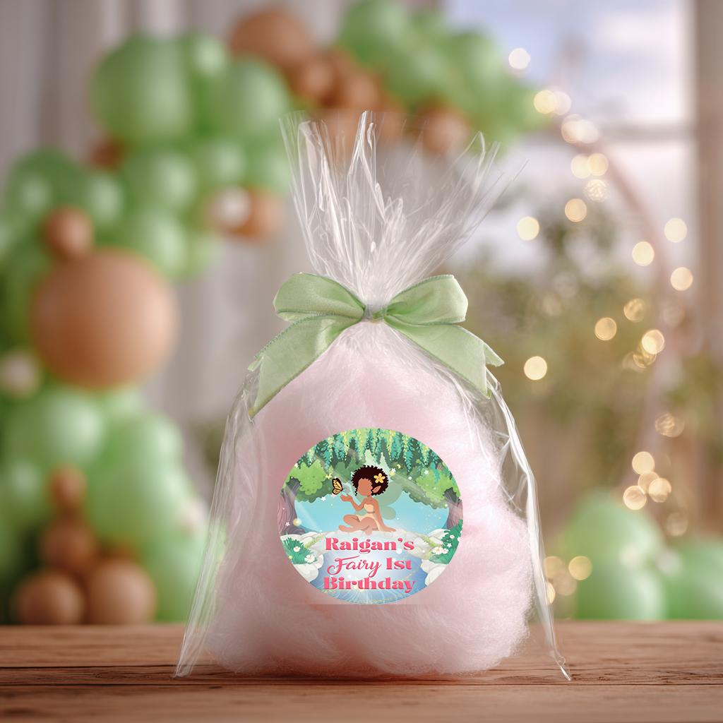 Fairy First Birthday Stickers – 2" Round Party Favor Labels