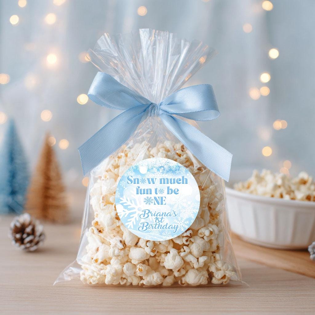 Winter Onederland Stickers: Baby Shower Favor Labels, 2-inch Gloss Finish