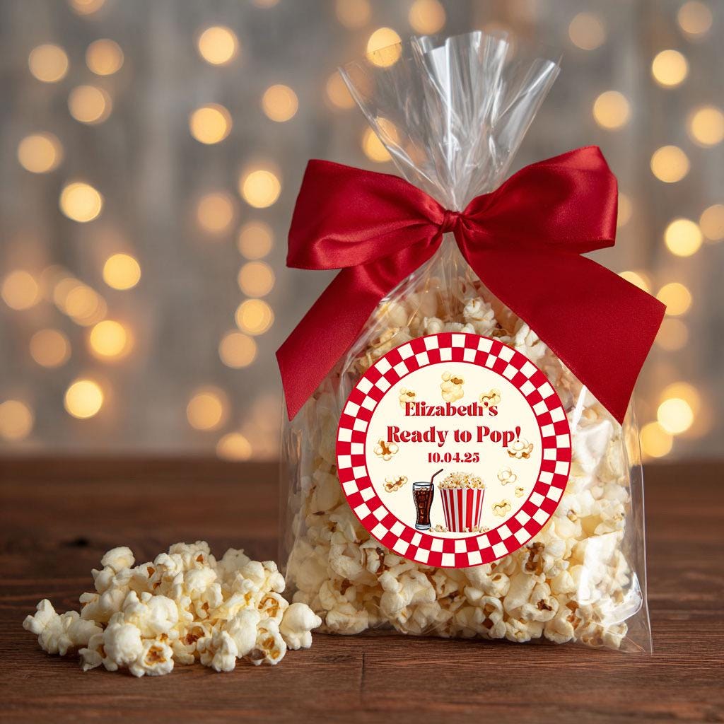 She's Ready to Pop Baby Shower Stickers: Custom Favor Labels