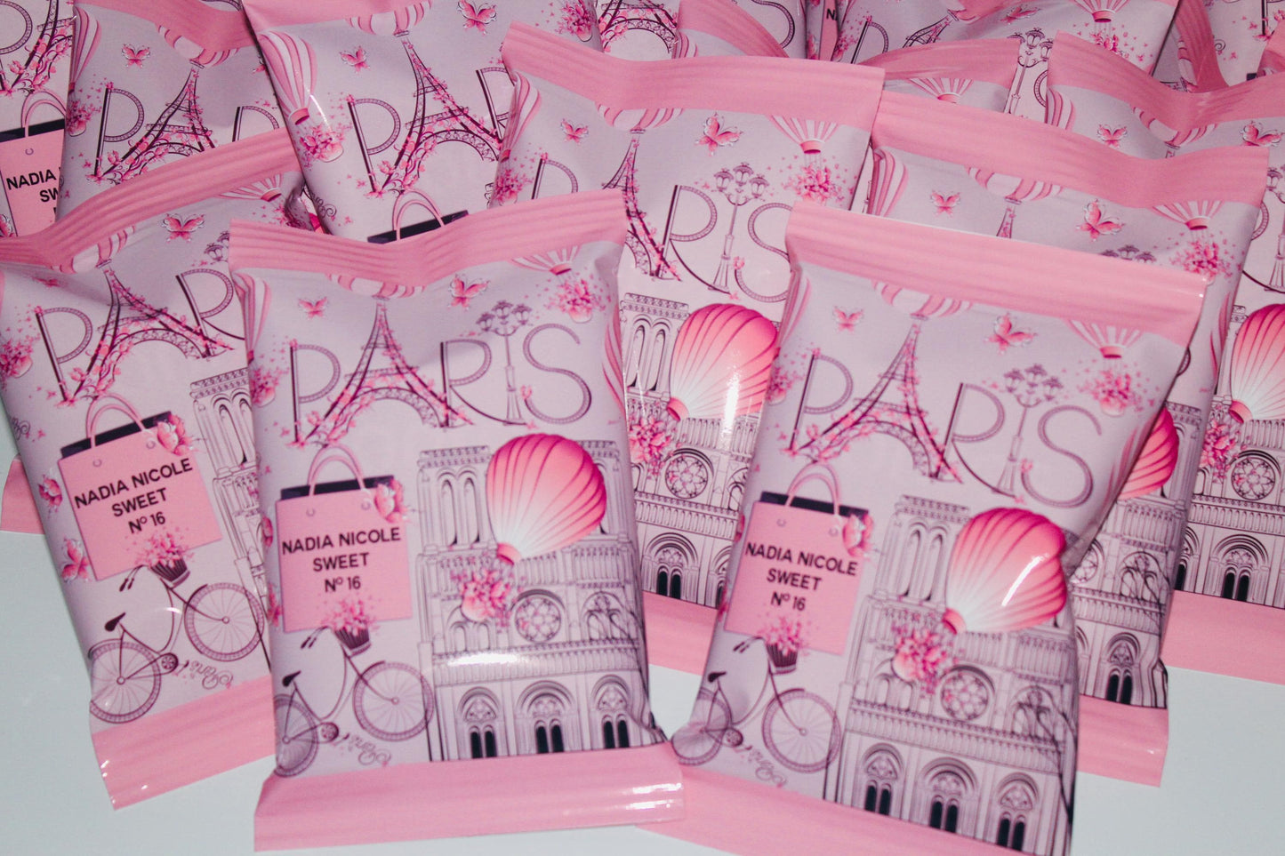 Paris Birthday Chip Bags – Personalized Party Favors with Snacks